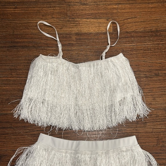 SHEIN Fringe White Skirt and Cropped Tank Set fringe - Picture 5 of 6